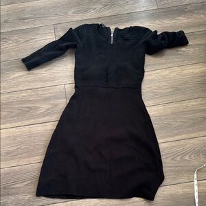 Talbots Sweater Dress Womens xs Black V Neck 3/4 Sleeve Cotton Blend